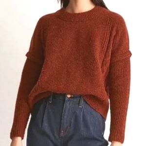 Madewell Cable Havener Heather Auburn Red Rust Wool Alpaca Blend Sweater…